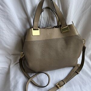 Vince Camuto Tan Perforated Leather Handbag